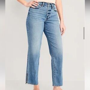 Women’s Curvy High Waisted Button Fly OG Loose Side Slit Jeans Old Navy NWT